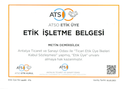 ATSO ETİK İŞLETME BELGESİ